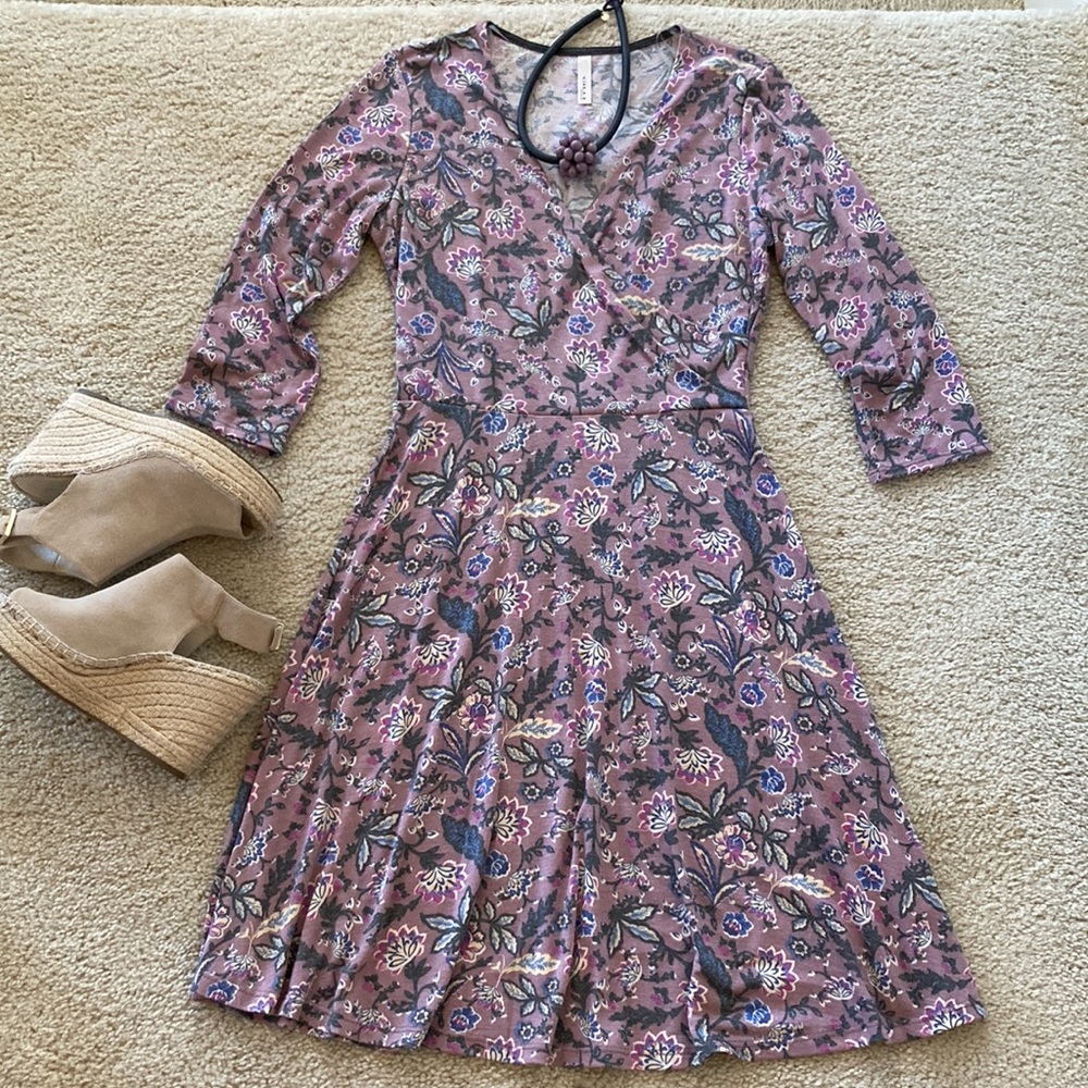 Flower Print Faux Wrap Dress